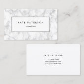 Carte De Visite Cadre argenté de marbre blanc à la mode de parties (Devant / Derrière)