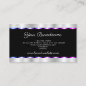 Carte De Visite Cadre bleu flashy violet avec noir et argent (Dos)