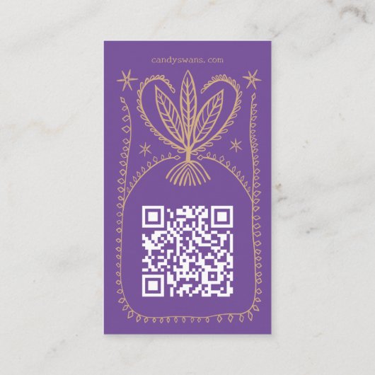 Carte De Visite Cadre Botanique Whimsical Unique Boho Custom QR (Dos)