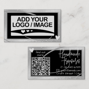 Carte De Visite Cadre chatoyant en argent chatoyant mignon Coeur a