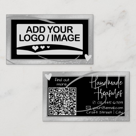 Carte De Visite Cadre chatoyant en argent chatoyant mignon Coeur a (Devant / Derrière)