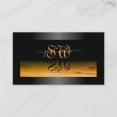 Carte De Visite Cadre chatoyant noir Motif orange et initiales (Devant)