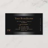 Carte De Visite Cadre chatoyant noir Motif orange et monogramme (Dos)