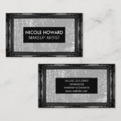 Carte De Visite Cadre d'antiquité noir | Gris Grunge Texture (Devant / Derrière)