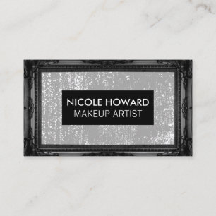 Carte De Visite Cadre d'antiquité noir   Gris Grunge Texture