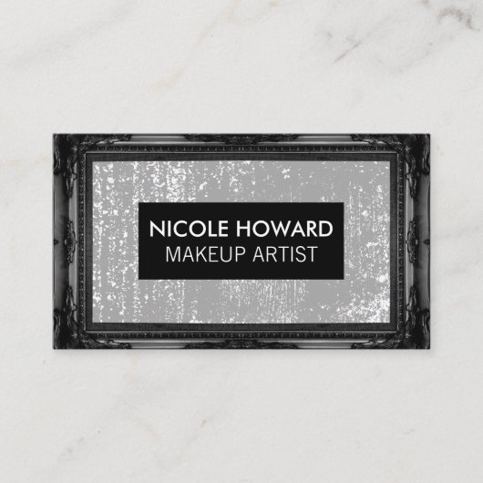 Carte De Visite Cadre d'antiquité noir | Gris Grunge Texture (Devant)