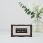 Carte De Visite Cadre d'antiquité noir | Texture de broyage mural (Debout devant)