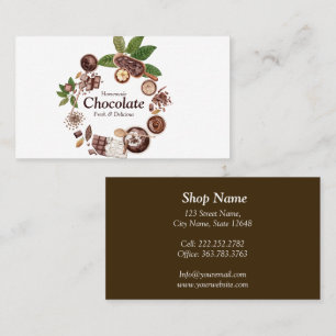 Carte De Visite Cadre de chocolat aquarelle