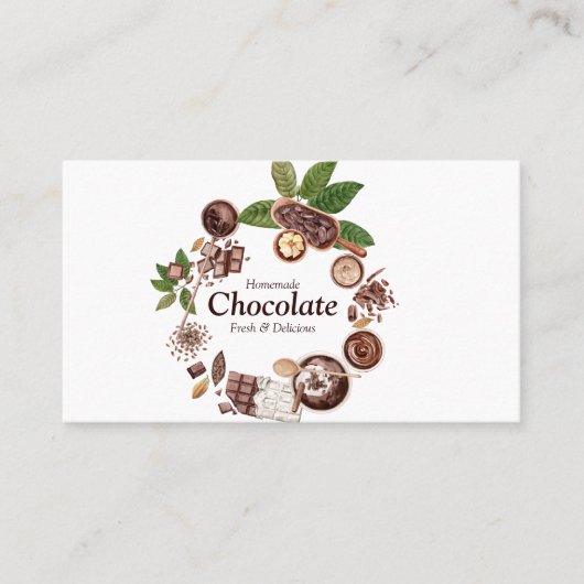 Carte De Visite Cadre de chocolat aquarelle (Devant)
