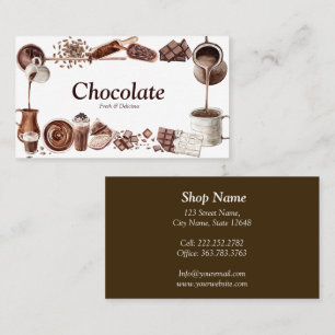 Carte De Visite Cadre de chocolat aquarelle