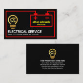 Carte De Visite Cadre de circuit électrique de batterie rouge (Devant / Derrière)