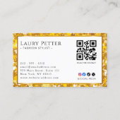 Carte De Visite Cadre de code QR professionnel en feuille d'or (Dos)