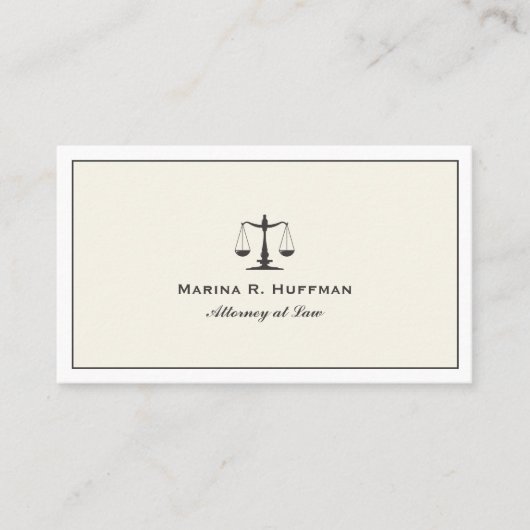 Carte De Visite Cadre de crème Avocat Barre de justice Professionn (Devant)