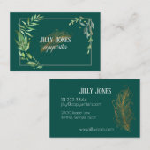 Carte De Visite Cadre de feuillage du stylo de plumes (Devant / Derrière)