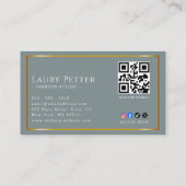 Carte De Visite cadre de feuille d'or Code QR professionnel (Dos)