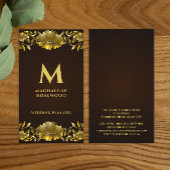 Carte De Visite Cadre de fleurs dorées | Nom initial