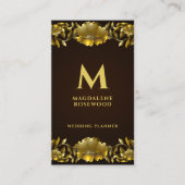 Carte De Visite Cadre de fleurs dorées | Nom initial (Devant)