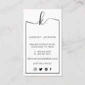 Carte De Visite Cadre de monogramme de script élégant minimal pour (Dos)