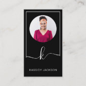 Carte De Visite Cadre de monogramme de script élégant minimal pour (Devant)