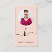 Carte De Visite Cadre de monogramme de script élégant minimal pour (Devant)