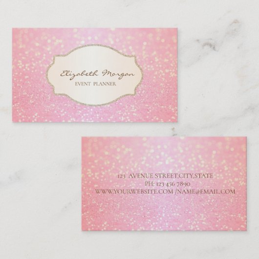 Carte De Visite Cadre de Parties scintillant or Bokeh Glittery mod (Devant / Derrière)