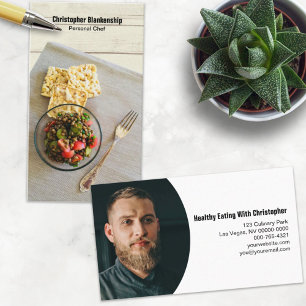 Carte De Visite Cadre de repas de table en bois Photo personnalisé