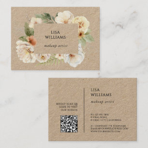 Carte De Visite Cadre de roses à l'aquarelle Kraft