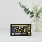 Carte De Visite Cadre des outils de construction Gold Home (Debout devant)