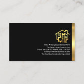 Carte De Visite Cadre des outils de construction Gold Home (Dos)