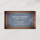 Carte De Visite Cadre d'image classique | Grunge Bleu Texture (Dos)