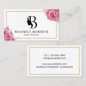 Carte De Visite Cadre d'or de monogramme de beauté de (Devant / Derrière)