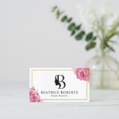 Carte De Visite Cadre d'or de monogramme de beauté de (Debout devant)