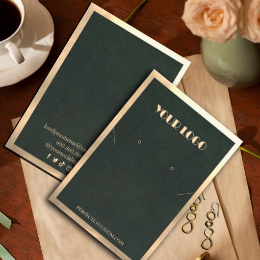 Carte De Visite Cadre d'or vert Boucles d'oreilles de collier mode