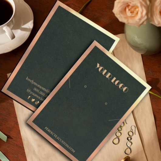 Carte De Visite Cadre d'or vert Boucles d'oreilles de collier mode