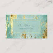 Carte De Visite Cadre doré de luxe sur Aqua Blue (Devant)