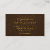 Carte De Visite Cadre doré en cuir marron élégant professionnel (Dos)