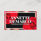 Carte De Visite Cadre doré et fleurs roses (Devant)