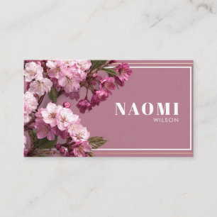 Carte De Visite Cadre doré floral à élégante floraison rose de cer
