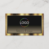 Carte De Visite Cadre doré foncé Luxe Brown Gradien Chic avec logo (Devant)