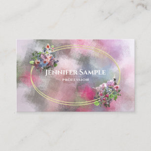 Carte De Visite Cadre doré moderne Aquarelle Fleurs abstraites Chi