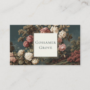 Carte De Visite Cadre doré paysage floral romantique vintage