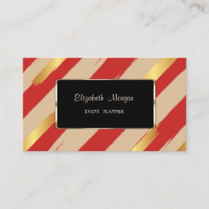 Carte De Visite Cadre Élégant Luxueux de Style Rayé Rouge et Noir