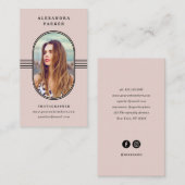 Carte De Visite Cadre élégant| Photo rose pâle (Devant / Derrière)