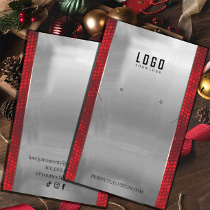 Carte De Visite Cadre en argent rouge Boucles d'oreilles en collie