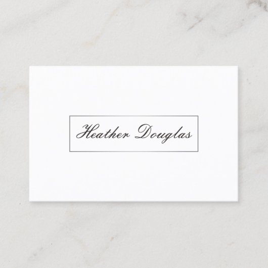 Carte De Visite Cadre en argent / Typographie cursive (Devant)