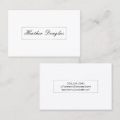 Carte De Visite Cadre en argent / Typographie cursive (Devant / Derrière)