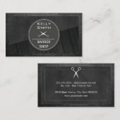 Carte De Visite Cadre en cuir | Bois foncé riche noir élégant (Devant / Derrière)