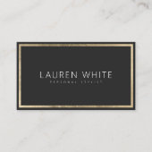 Carte De Visite Cadre en feuille d'or élégant tendance minimaliste (Devant)