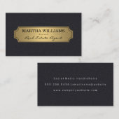 Carte De Visite Cadre en or Faux avec Arrière - plan en cuir (Devant / Derrière)