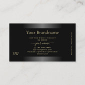 Carte De Visite Cadre et Monogramme de Champagne blanc noir (Dos)